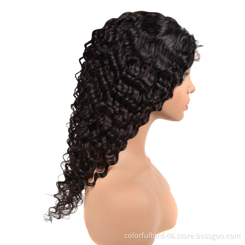 Middle Part Peruvian Deep Wave Wig with 6x6 Closure Transparent Preplucked HD Lace closure Front human hair wig Vendors